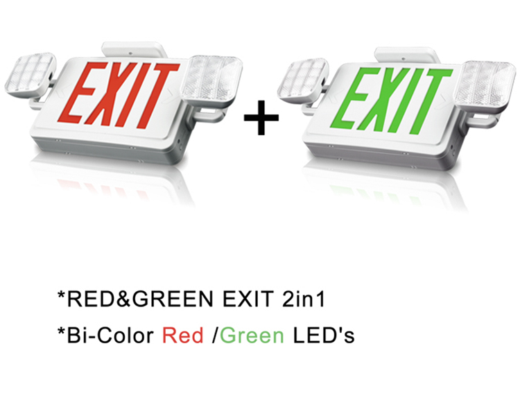 JLEC2BCW-BI-COLOR LED Combo Darurat Exit Exit dengan LED Heads