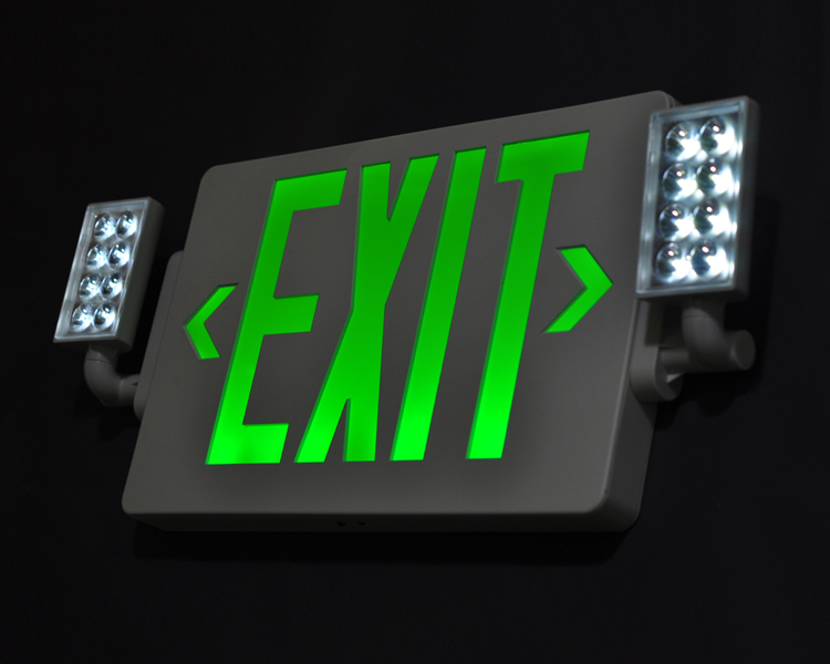 JLECD2GW-GREEN DARURAT FIRE EXIT Lampu dengan kepala LED